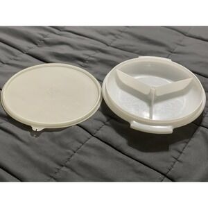 Vintage Tupperware #608 Suzette 8" Divided Party‎ Tray Dish No Handle With Lid
